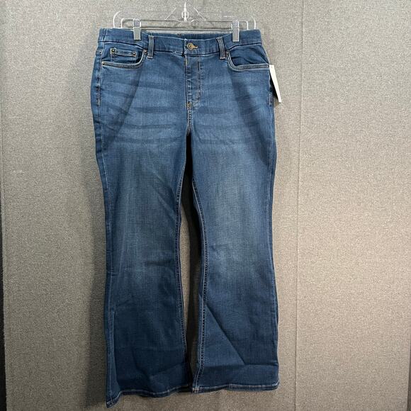 Denim & Co. Easy Stretch Denim Pull-On Bootcut Jeans Medium Wash, Petite 12 - Picture 1 of 11